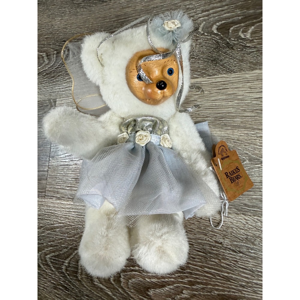 Raikes Bears Winter Flower Fairy Wooden Face Plush Robert Raikes Applause 8 Inch